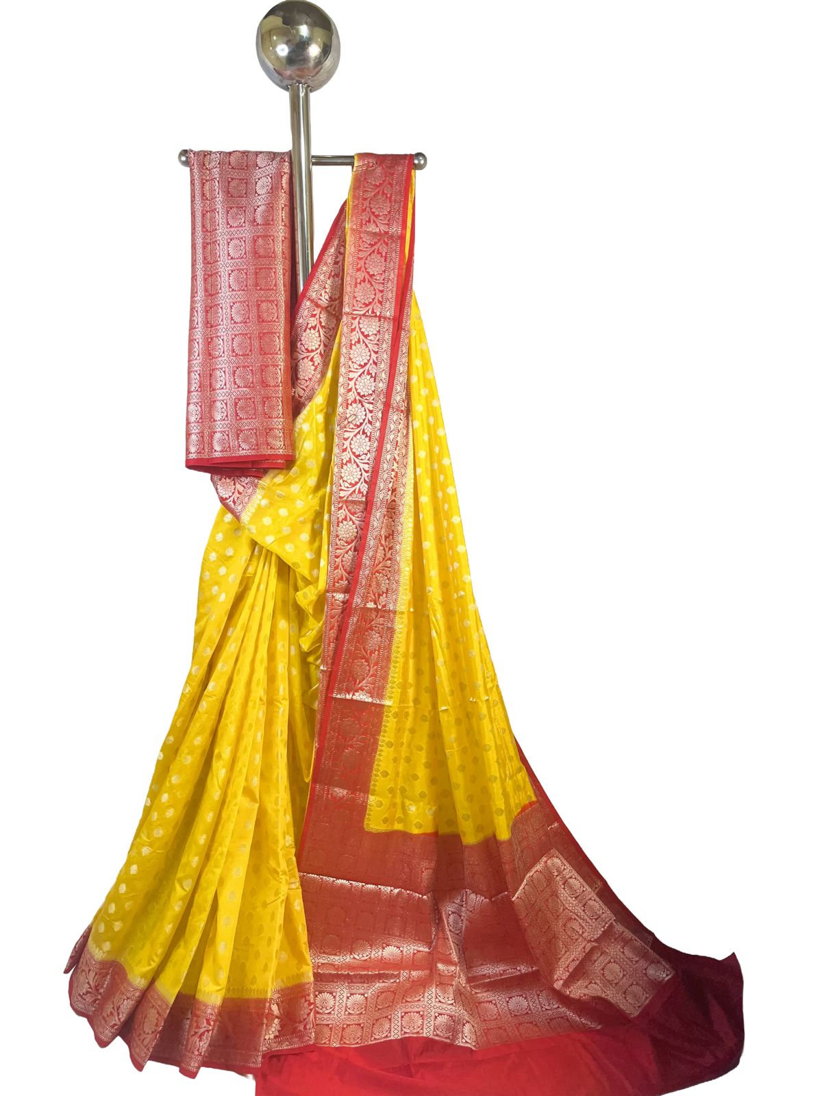Mustard & Crimson Katan Silk Banarasi Saree