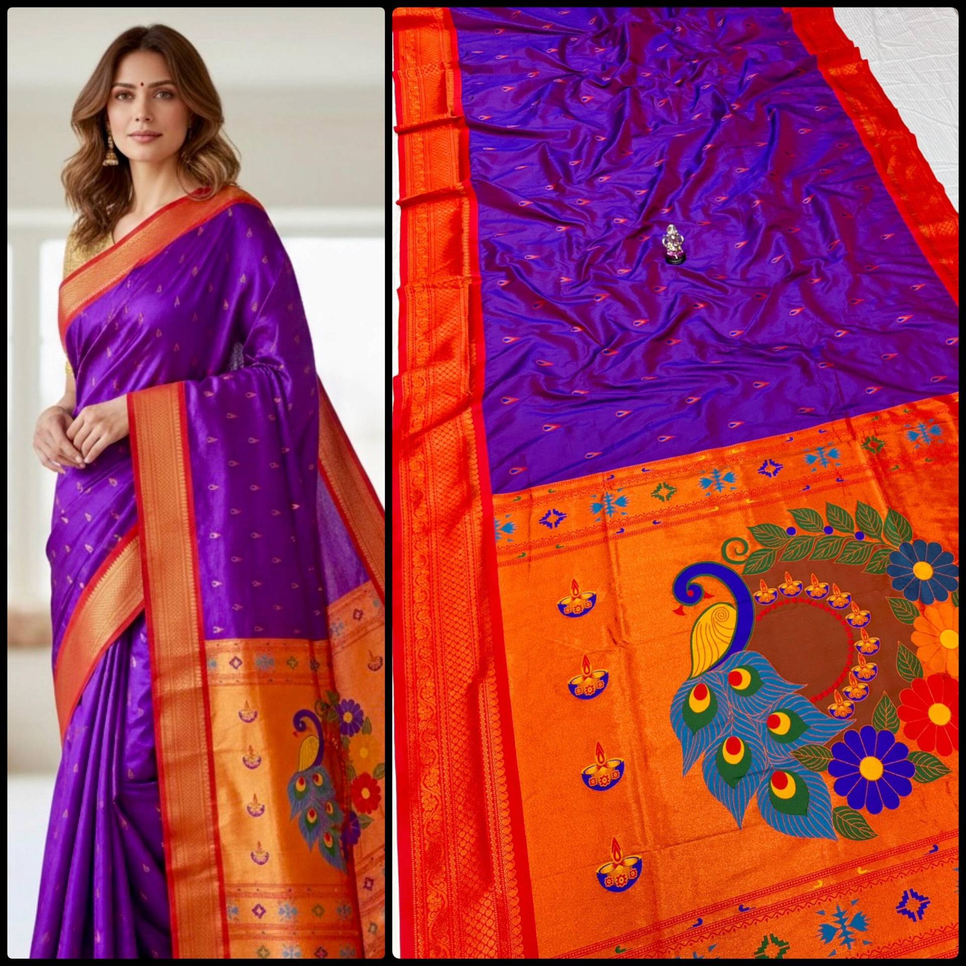 Jyoti Kadiyal Paithani Premium Katan Silk Saree Purple Pro 1 Scaled